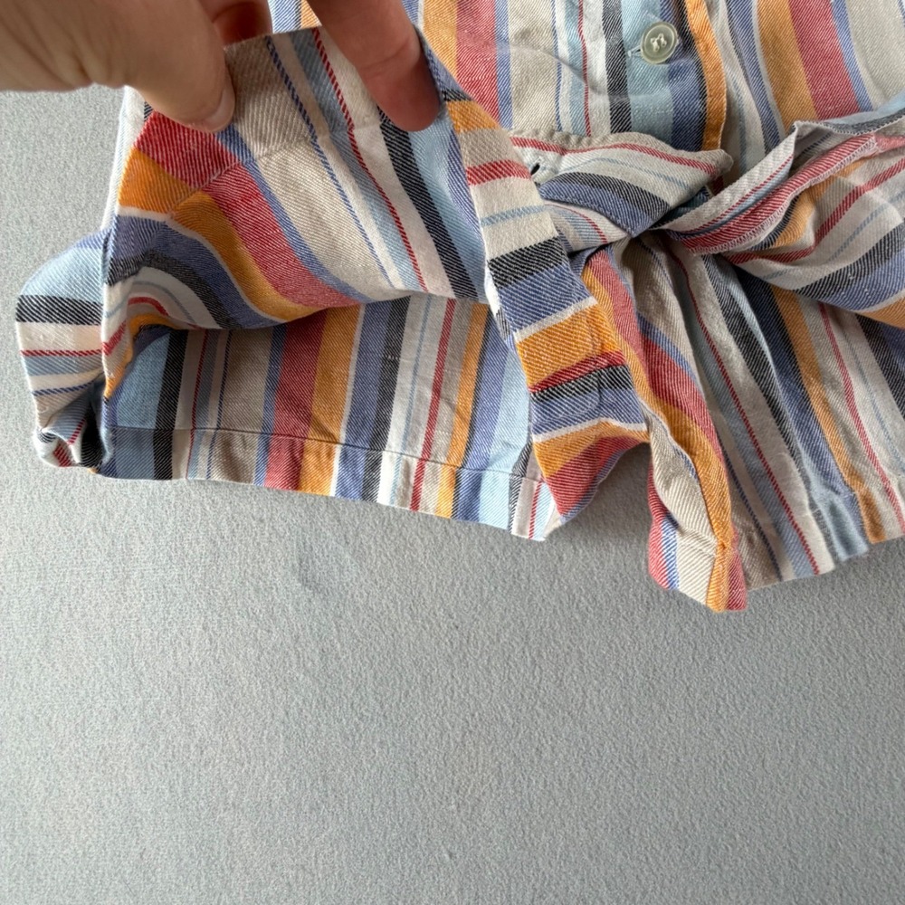 Vintage‎ Lizsport Petite Women's Shorts Size 10 Striped Linen Blend Button Front - Picture 13 of 16